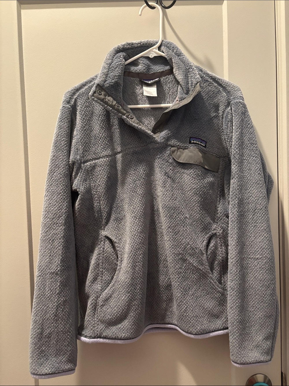 Patagonia Light Gray Zip-Front Fleece Pullover